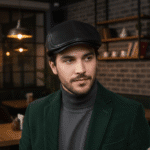 Men's Fashion Front Genuine Leather Head Cap, Casual Cap - HCP101 - Image 8